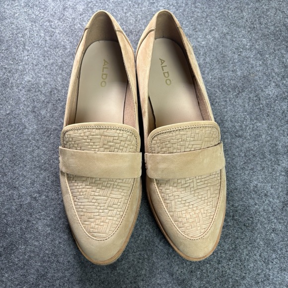 Aldo Shoes - ALDO Calixta Women's‎ Beige Suede Leather Cork Platform Loafers